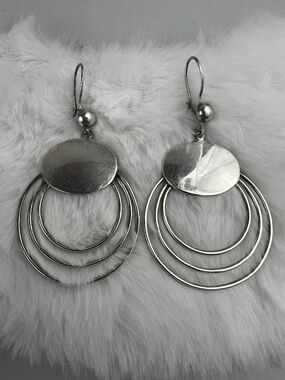 Vintage Taxco Sterling Circle and Hoop Dangle Earrings